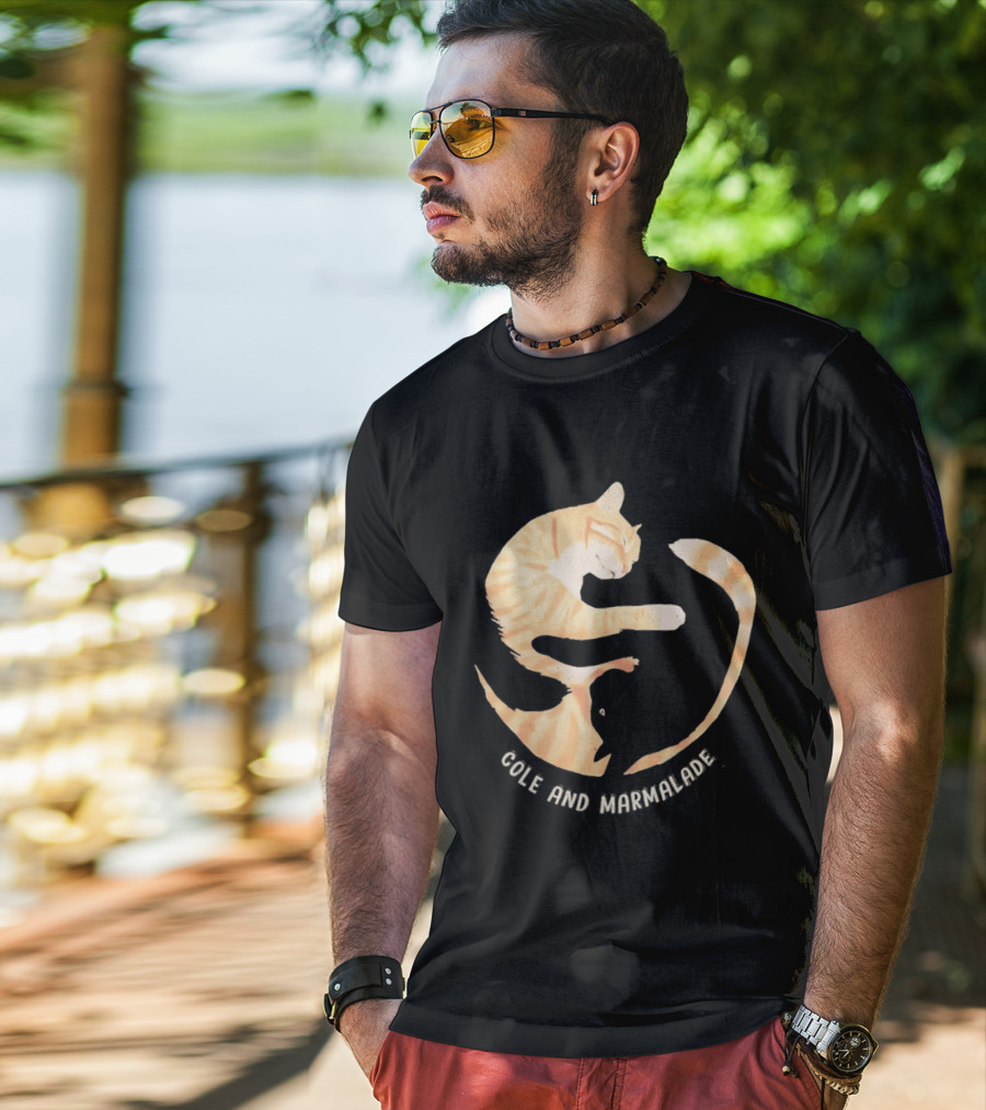 Cole And Marmalade Cats Yin Yang Pet Lovers Circle Harmony T-Shirt