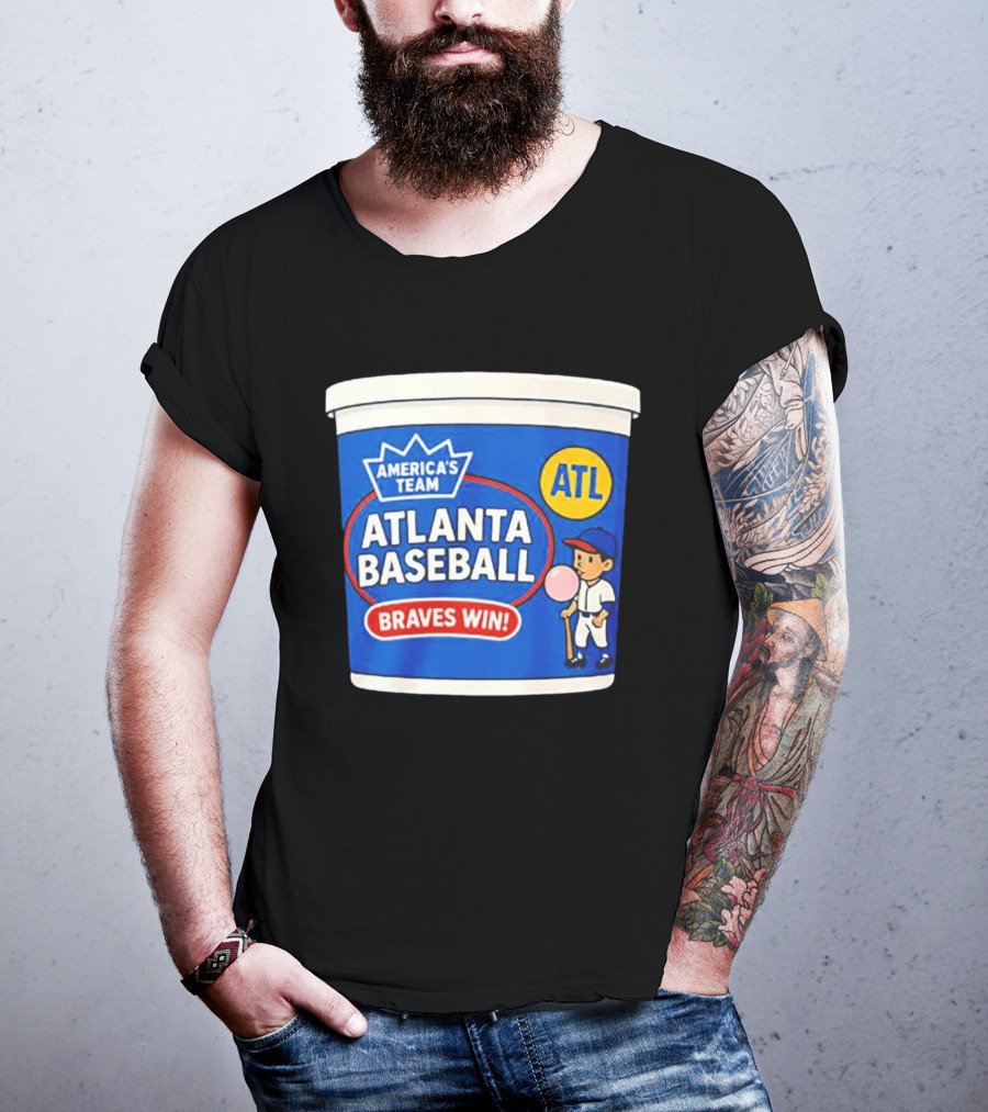 Braves Win America's Team Atlanta Baseball ATL Bubble Gum Crown T-Shirt