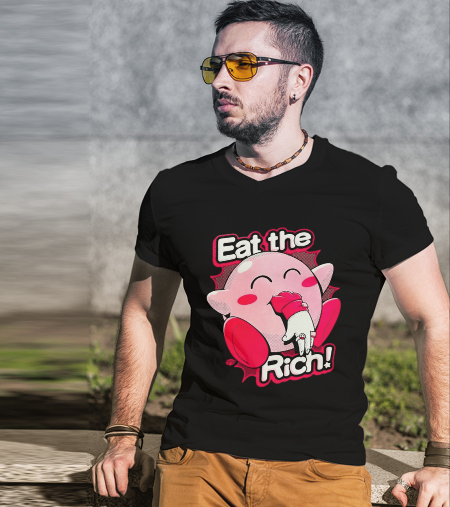 Eat The Rich Pink Character Eating Playful T-Shirt
