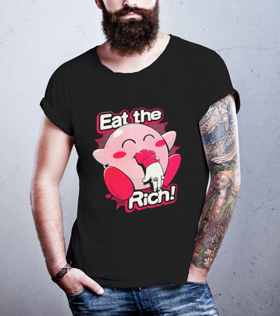 Eat The Rich Pink Character Eating Playful T-Shirt