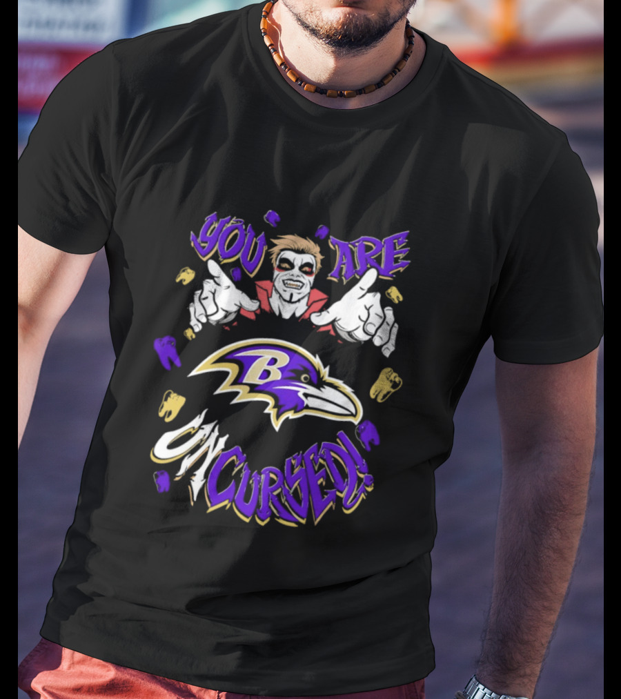 WWE Danhausen Baltimore Ravens Vampire Halloween You Are On Cursed T-Shirt