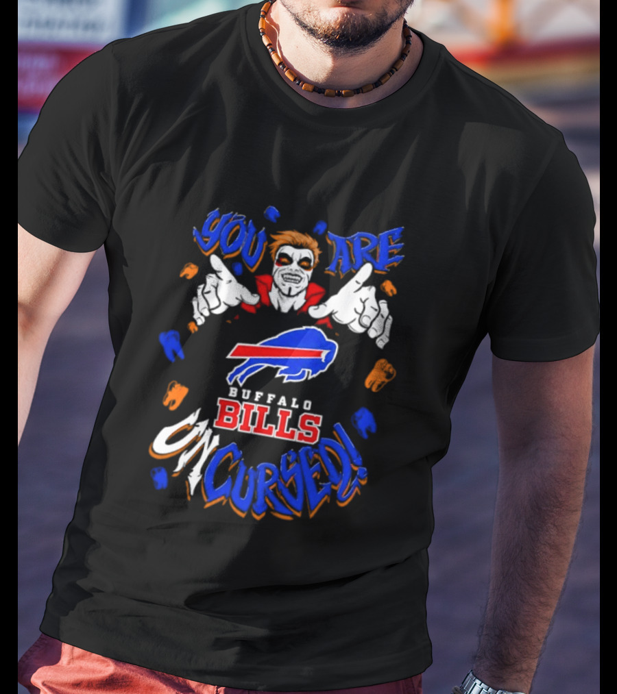 WWE Danhausen X Buffalo Bills You Are Uncursed Halloween Vampire Fangs T-Shirt