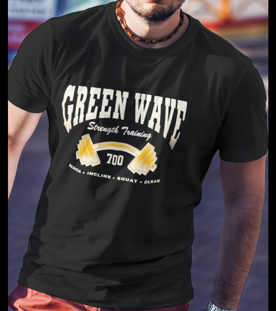 Green Wave Strength Training 700 Bench Incline Squat Clean Barbell T-Shirt