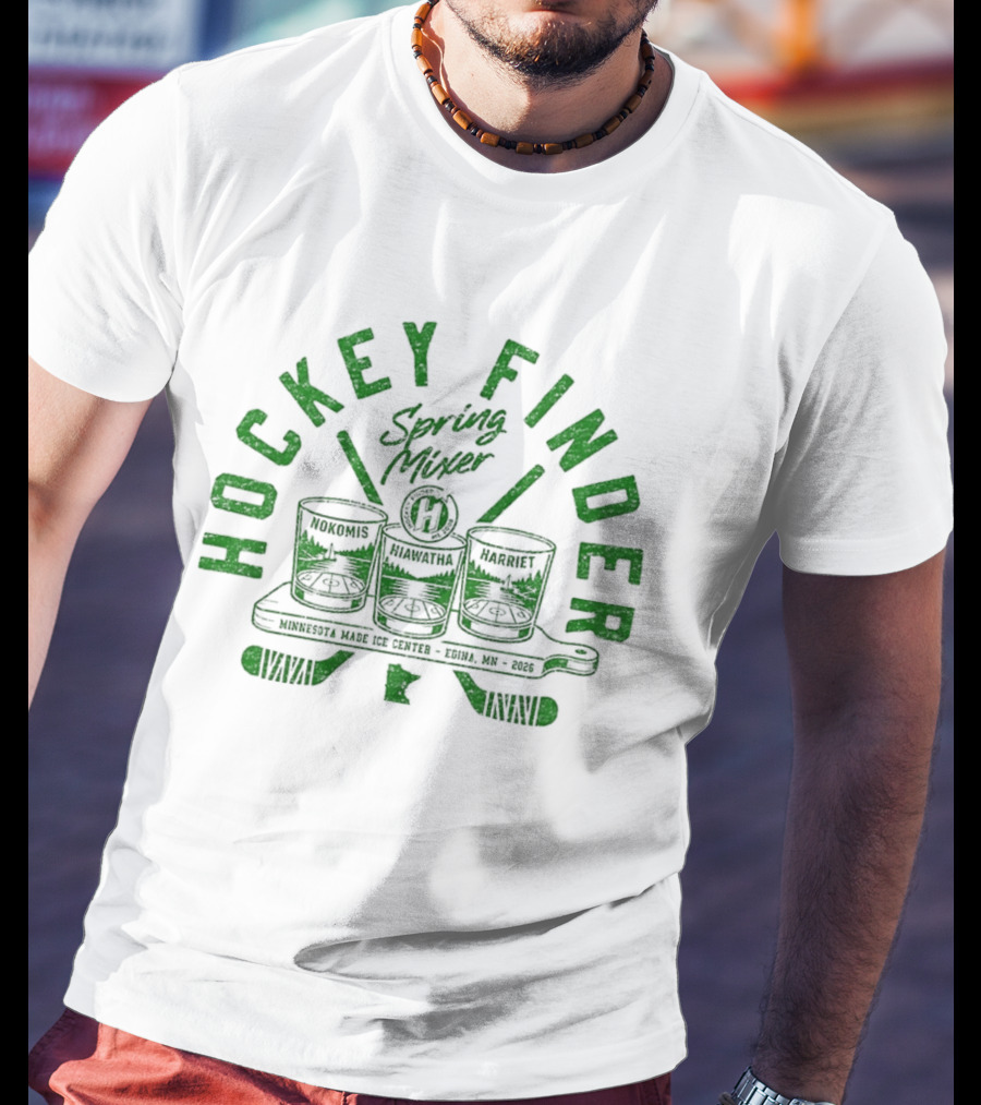 Hockey Finder Spring Mixer With Green Drinks And Sticks T-Shirt