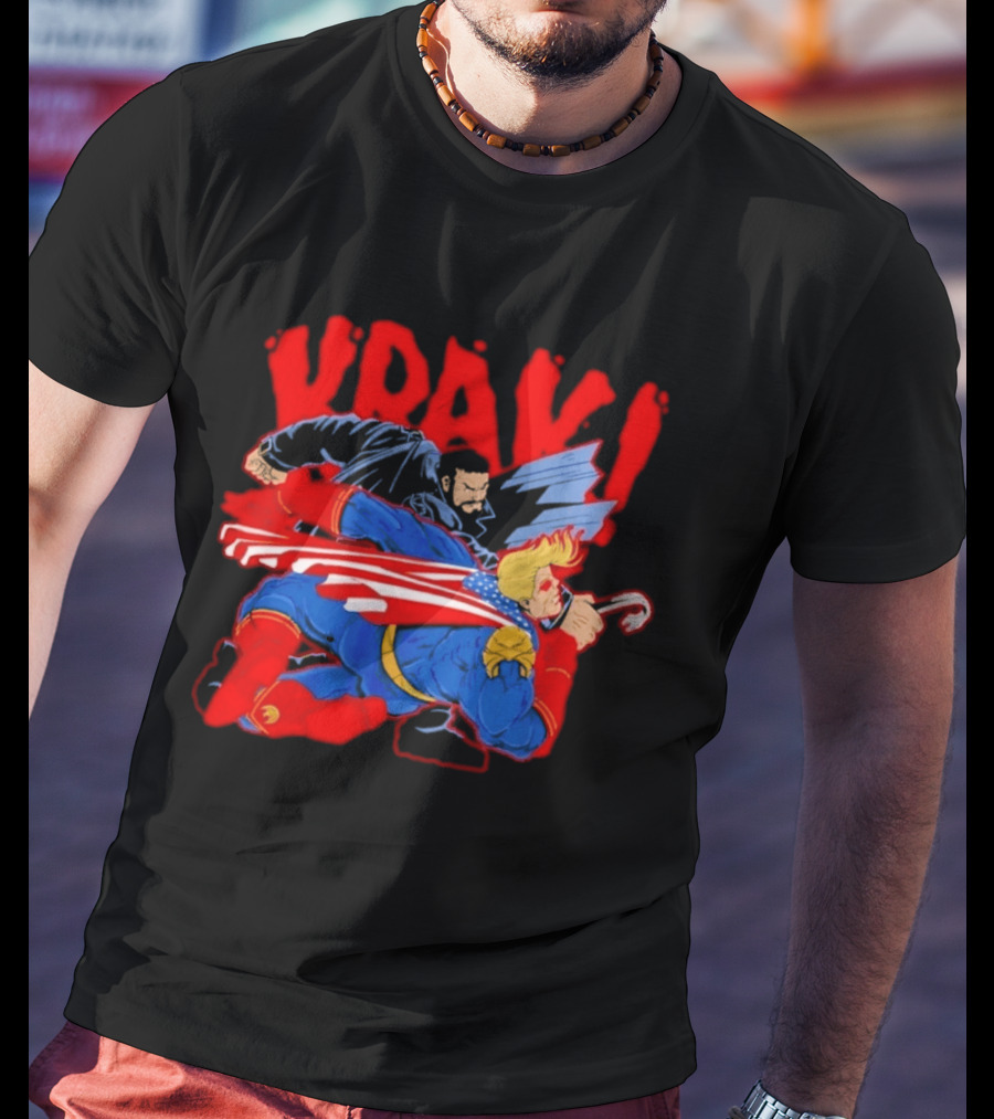 Billy Butcher Punching Homelander VRAK Comic Style Showdown T-Shirt