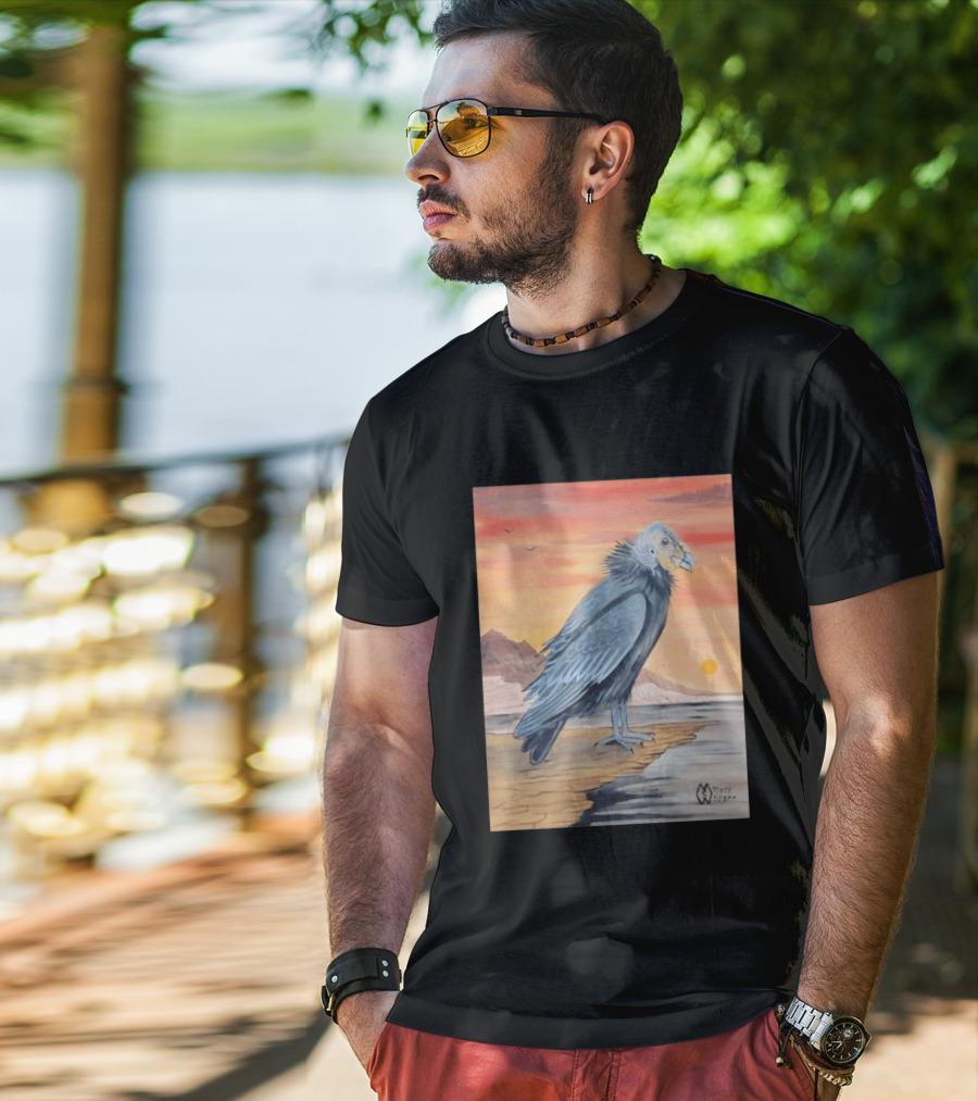 California Condor On Cliff Matt Starr Sunset Scene T-Shirt