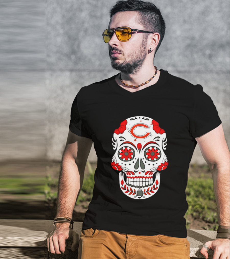 Chicago Bears Dia De Los Muertos Sugar Skull C T-Shirt