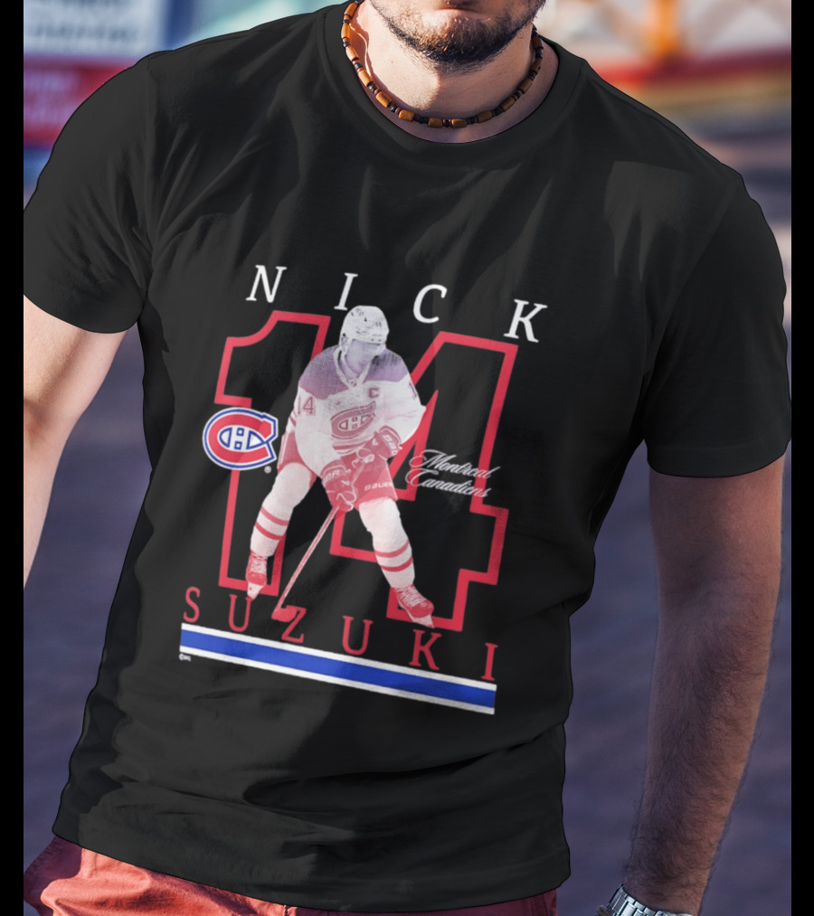 Nick Suzuki 14 Montreal Canadiens Captain Hockey T-Shirt