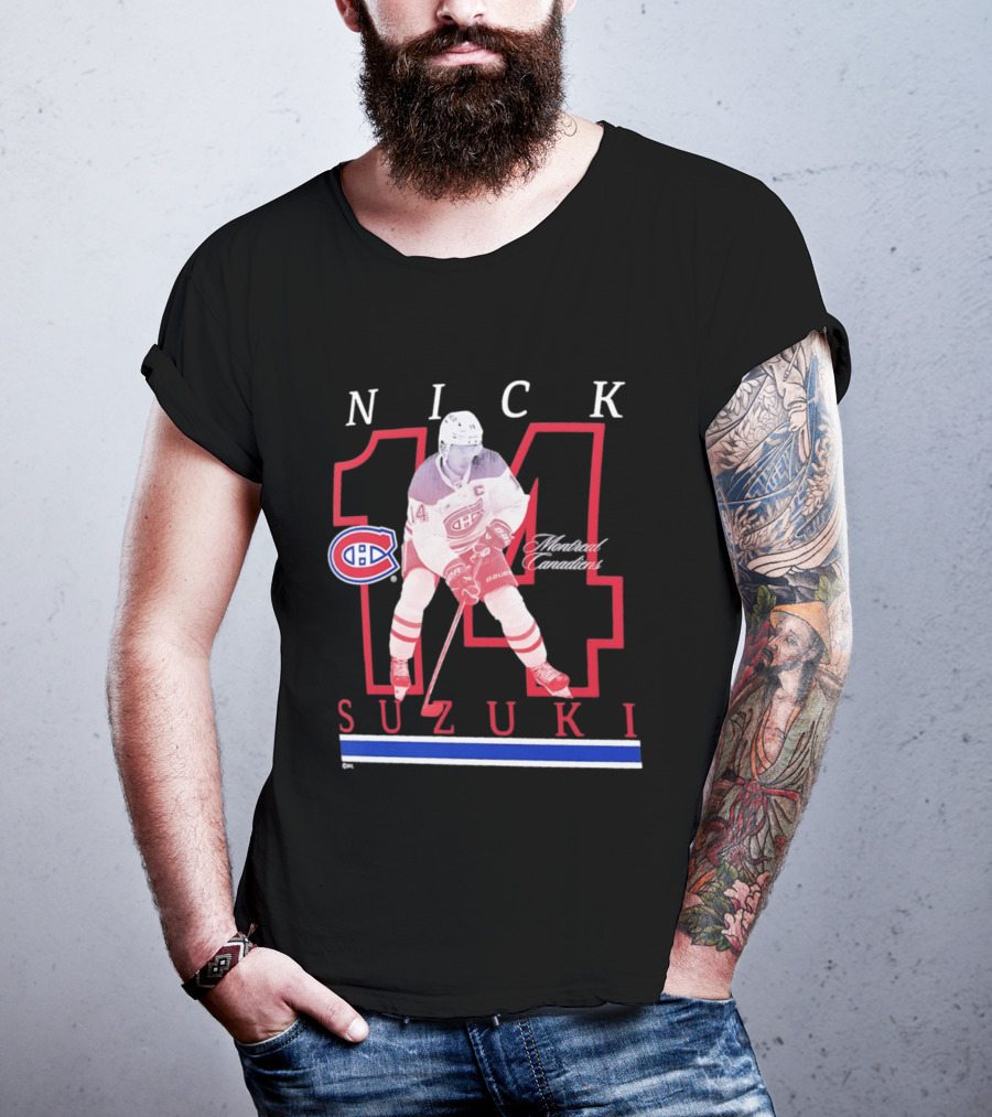 Nick Suzuki 14 Montreal Canadiens Captain Hockey T-Shirt