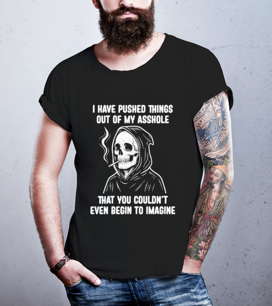 Skeleton Grim Reaper Smoking Dark Humor Sarcastic T-Shirt