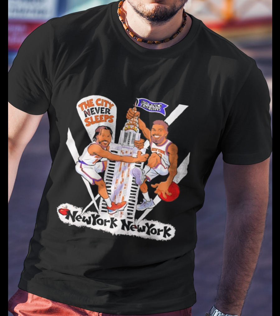 New York Knicks Jalen Brunson Josh Hart The City Never Sleeps Skyscraper Energy T-Shirt