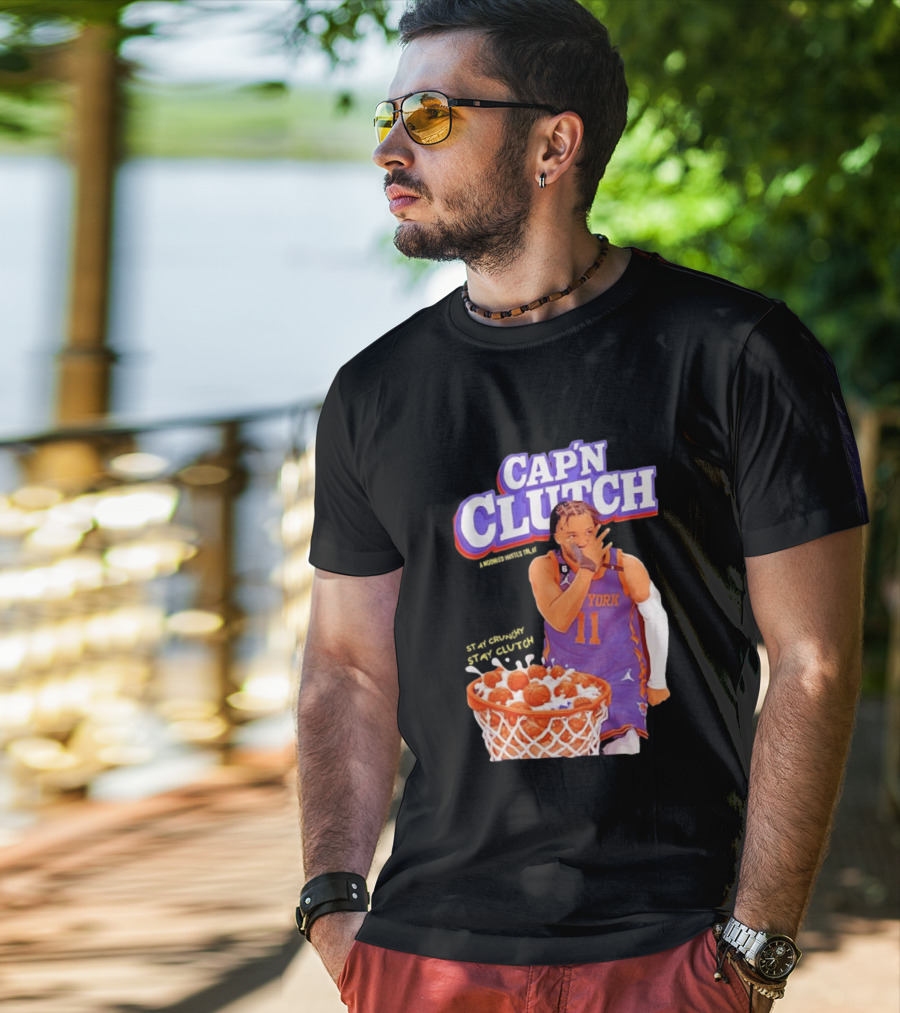 New York Knicks Jalen Brunson Capn Clutch Basketball Cereal Stay Crunchy T-Shirt