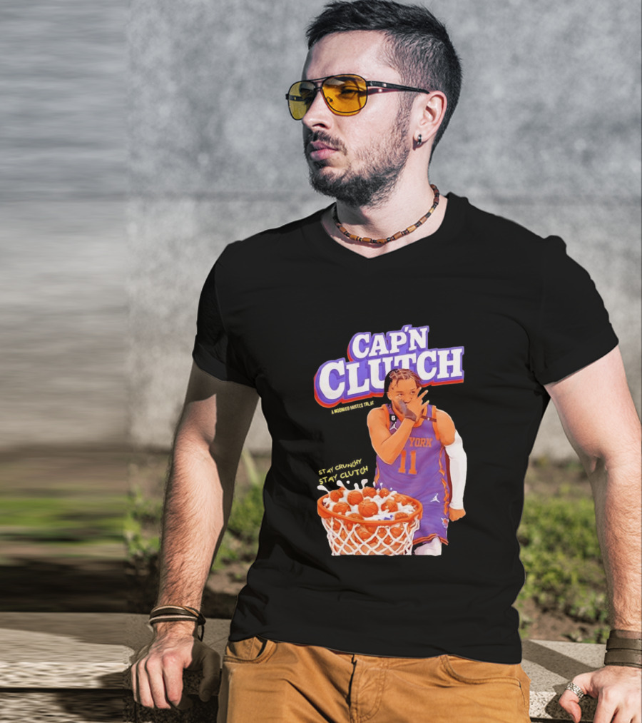 New York Knicks Jalen Brunson Capn Clutch Basketball Cereal Stay Crunchy T-Shirt