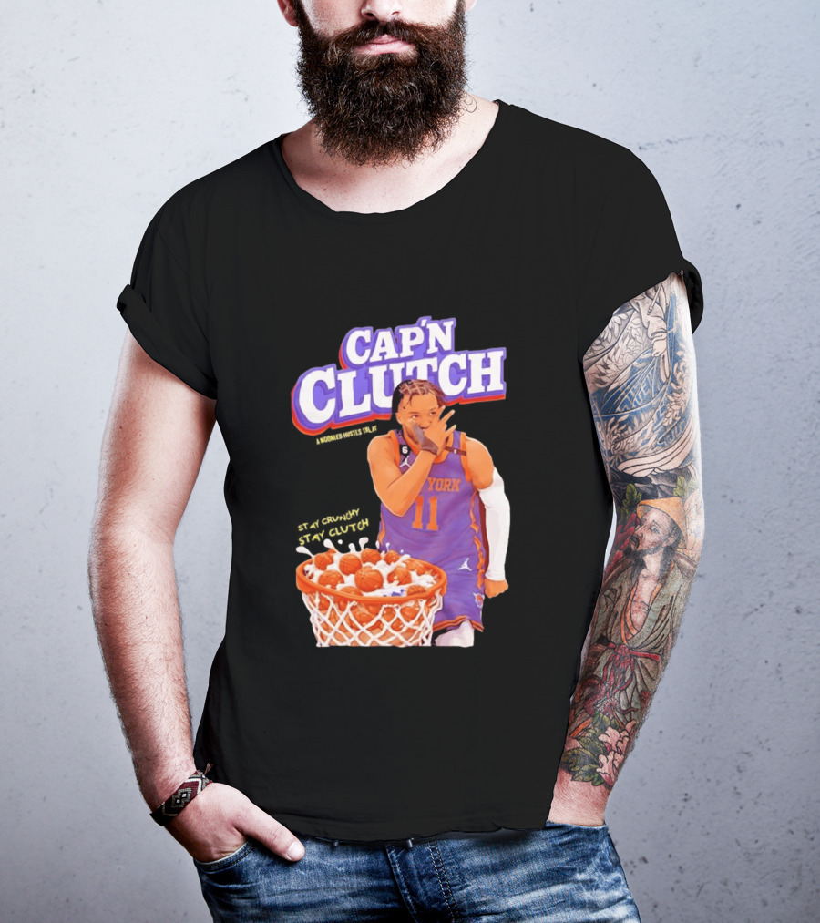 New York Knicks Jalen Brunson Capn Clutch Basketball Cereal Stay Crunchy T-Shirt