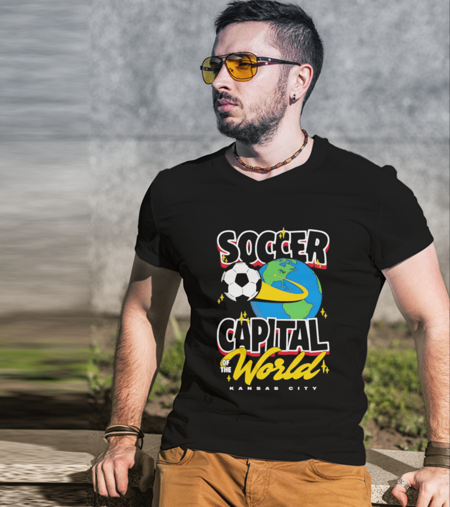 Kansas City Soccer Capital Of The World Globe Soccer Ball T-Shirt