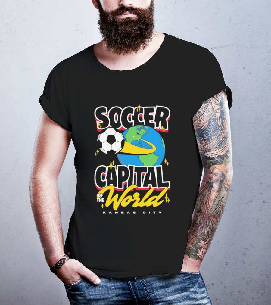 Kansas City Soccer Capital Of The World Globe Soccer Ball T-Shirt