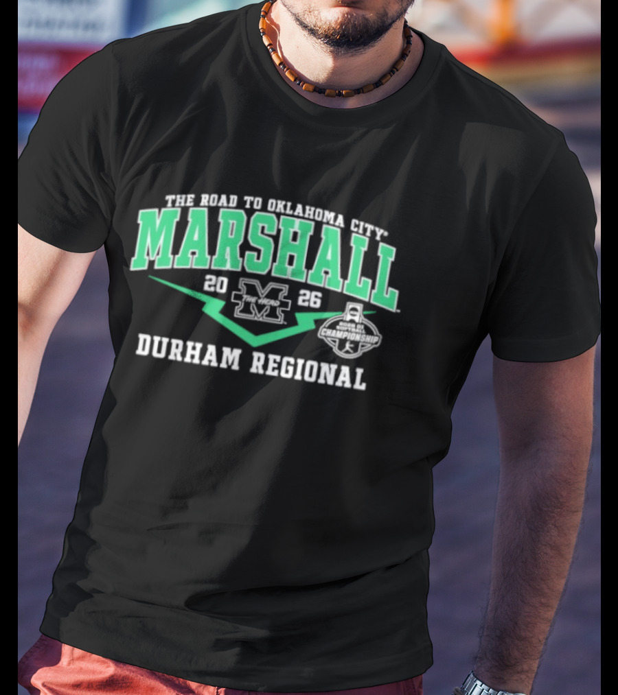 Marshall Thundering Herd 2026 M Logo Durham Regional The Road To Oklahoma City T-Shirt