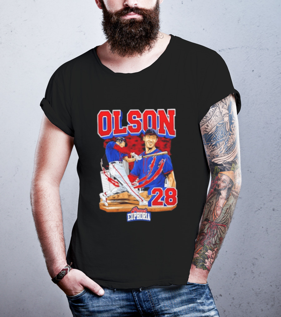 Matt Olson 28 Planet Euphoria Braves Baseball Comic Swing T-Shirt