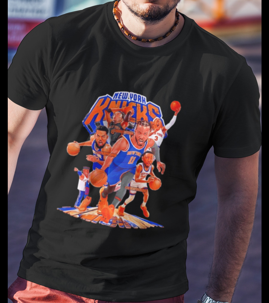 New York Knicks Team Animation Styles Retro Basketball Players T-Shirt