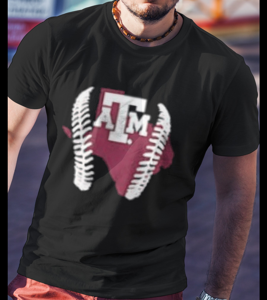 Texas A&M Aggies 2026 Baseball Icon With State Silhouette And Stitching T-Shirt