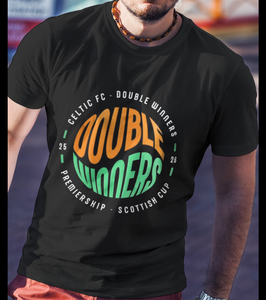 Celtic FC Double Winners 2026 Premiership Scottish Cup T-Shirt