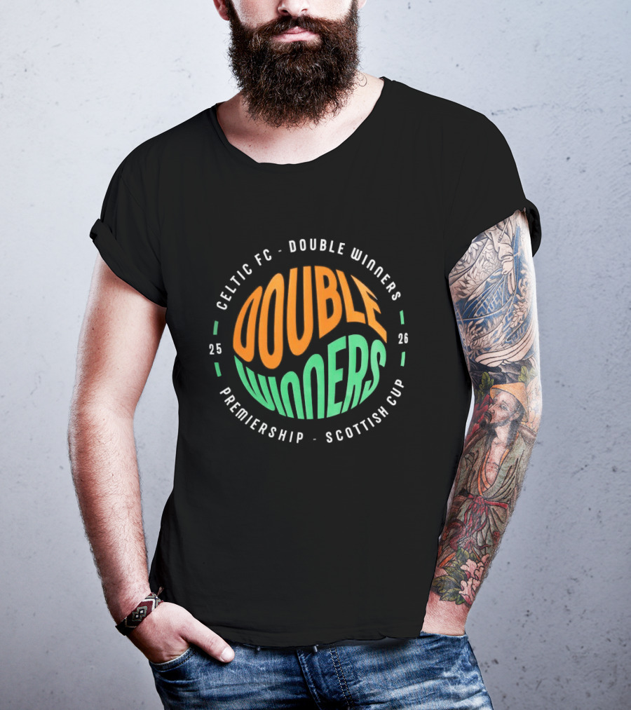 Celtic FC Double Winners 2026 Premiership Scottish Cup T-Shirt