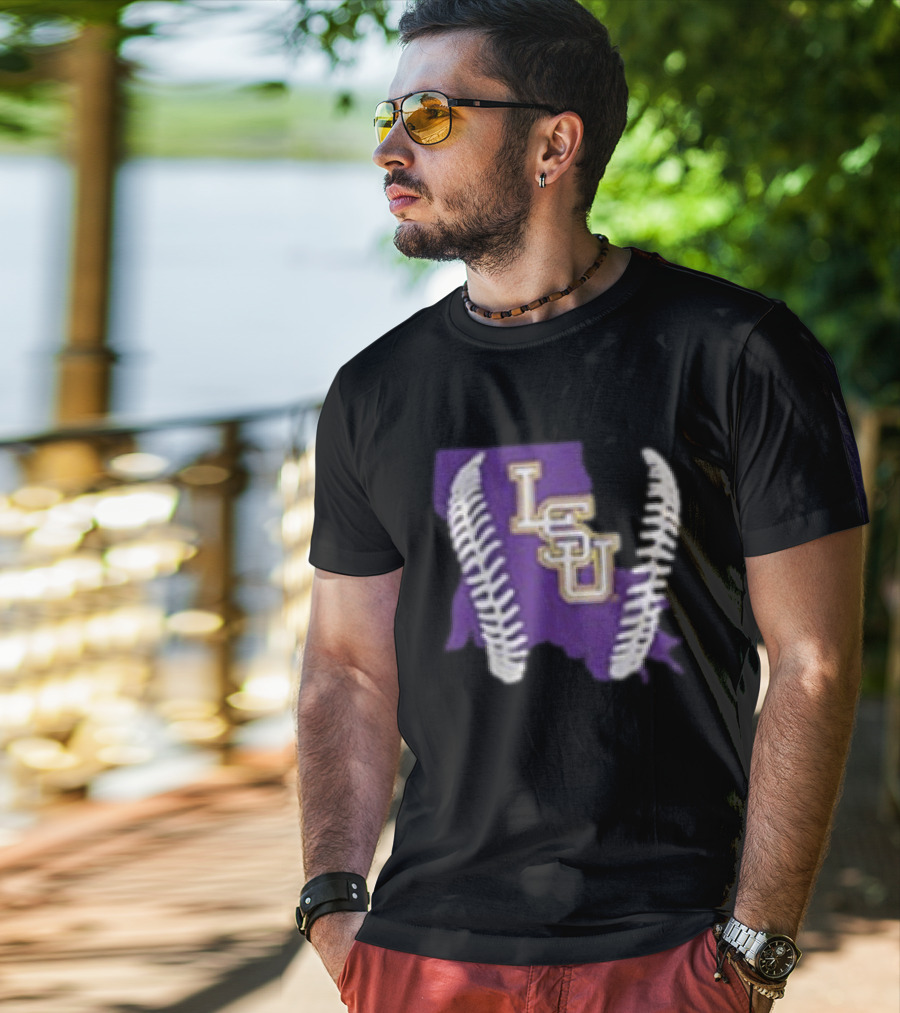 LSU Tigers 2026 Purple Baseball LSU Shape T-Shirt