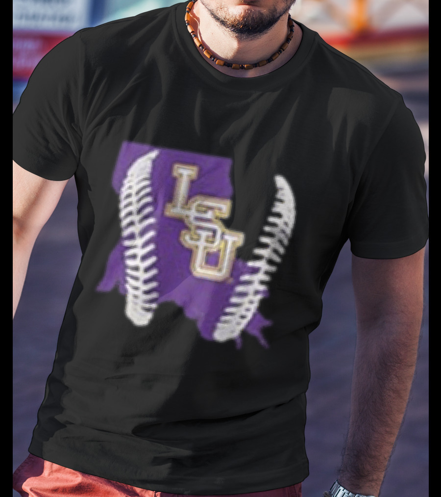 LSU Tigers 2026 Purple Baseball LSU Shape T-Shirt
