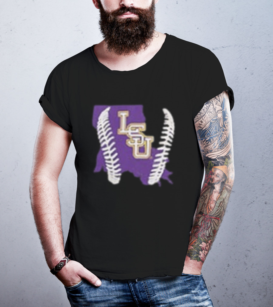 LSU Tigers 2026 Purple Baseball LSU Shape T-Shirt