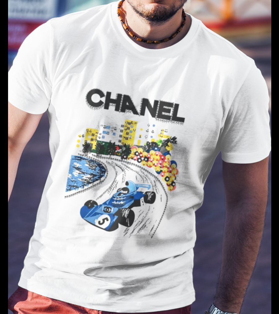 CHANEL F1 Formula Racing Car Retro Cityscape T-Shirt