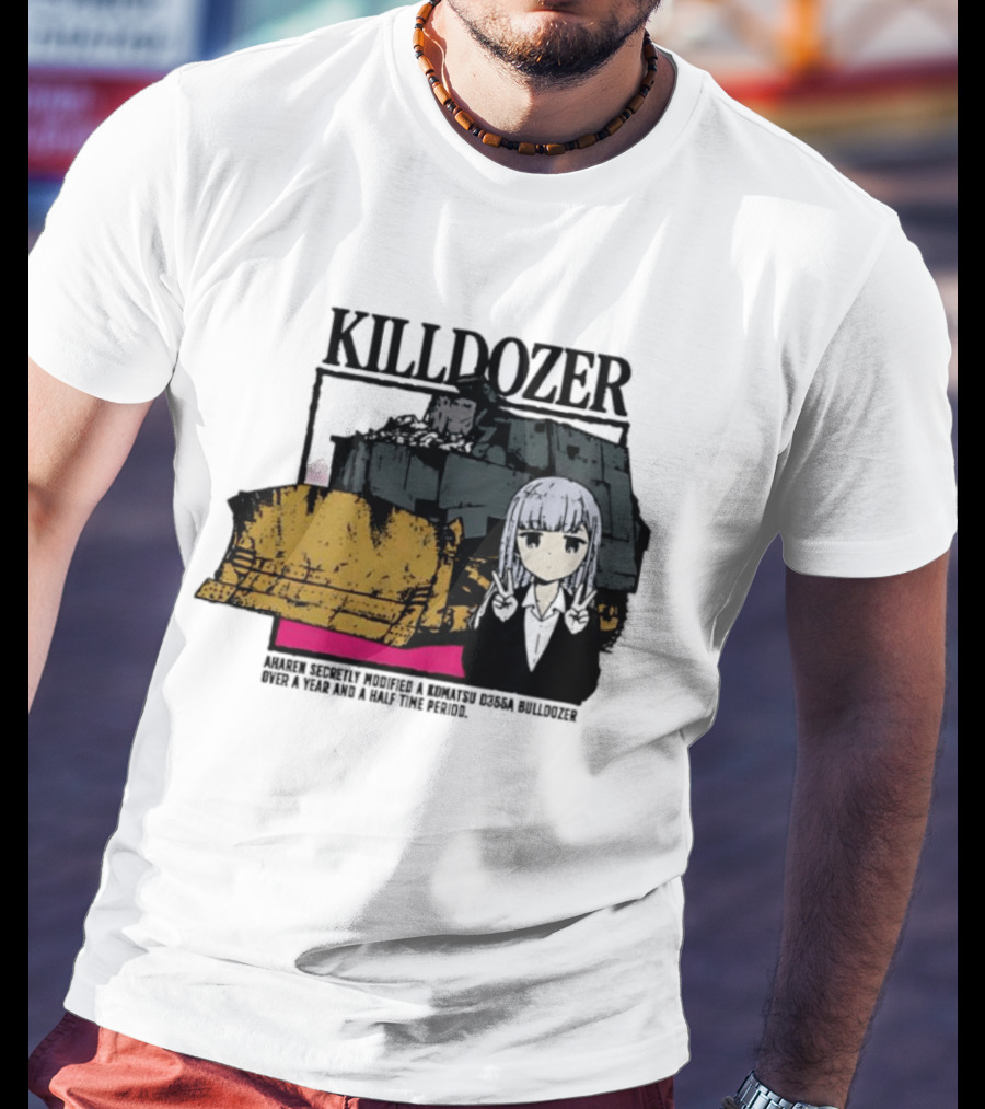 Killdozer Komatsu D355A Aharen Reina Anime Crossover Machinery T-Shirt