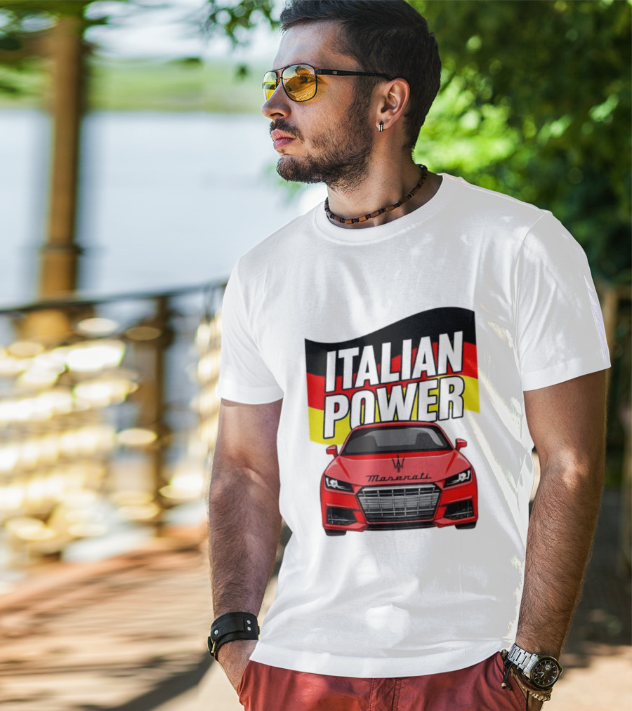 Maserati Italian Power German Flag Car T-Shirt