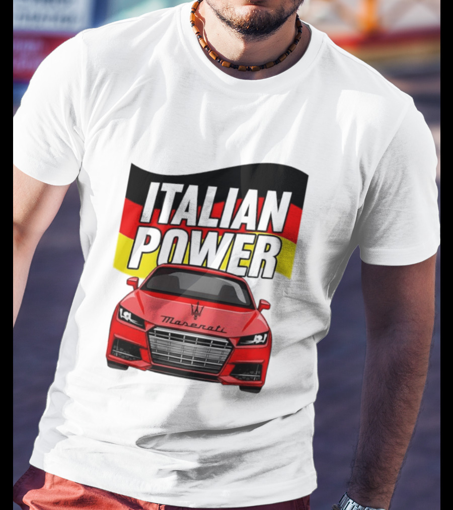Maserati Italian Power German Flag Car T-Shirt