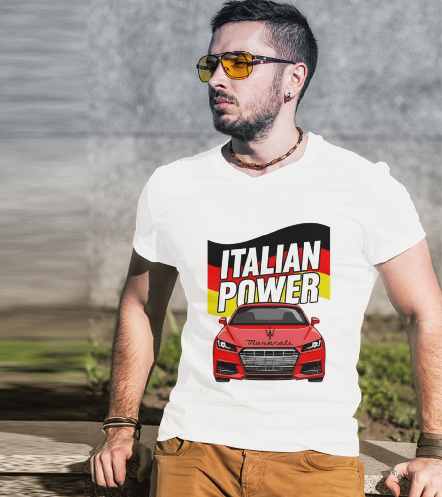 Maserati Italian Power German Flag Car T-Shirt