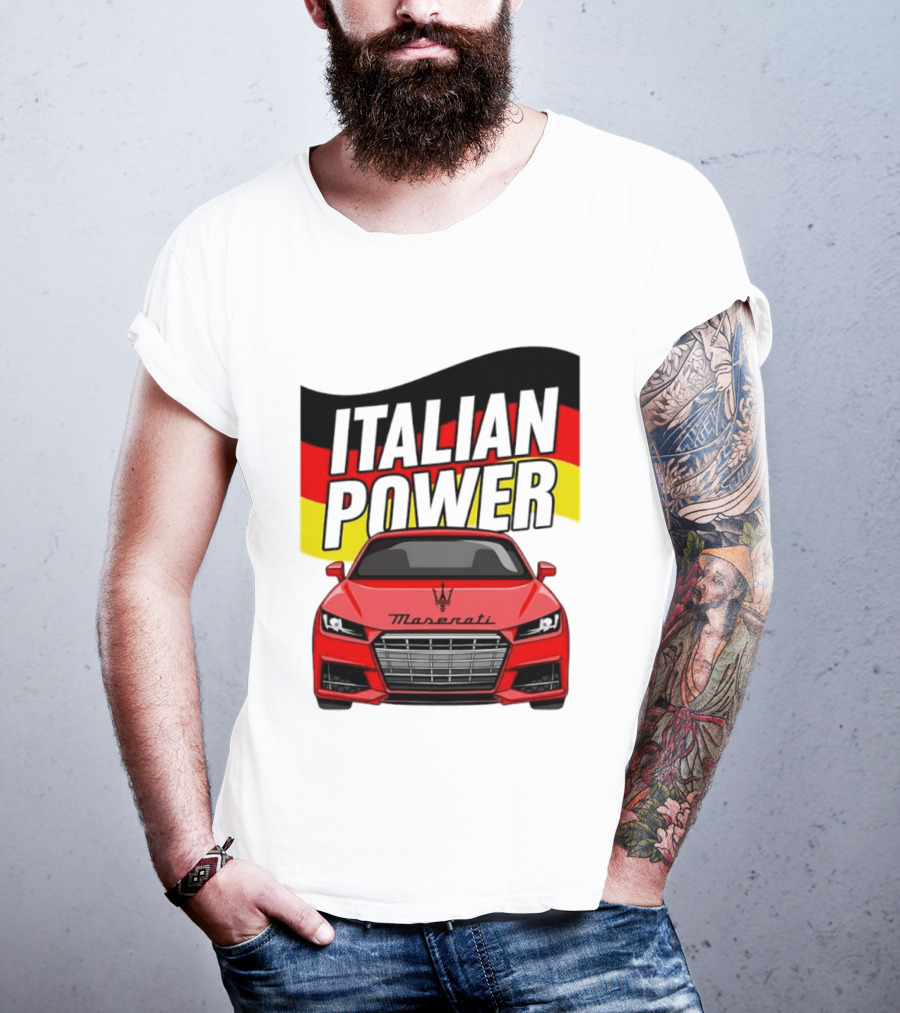 Maserati Italian Power German Flag Car T-Shirt