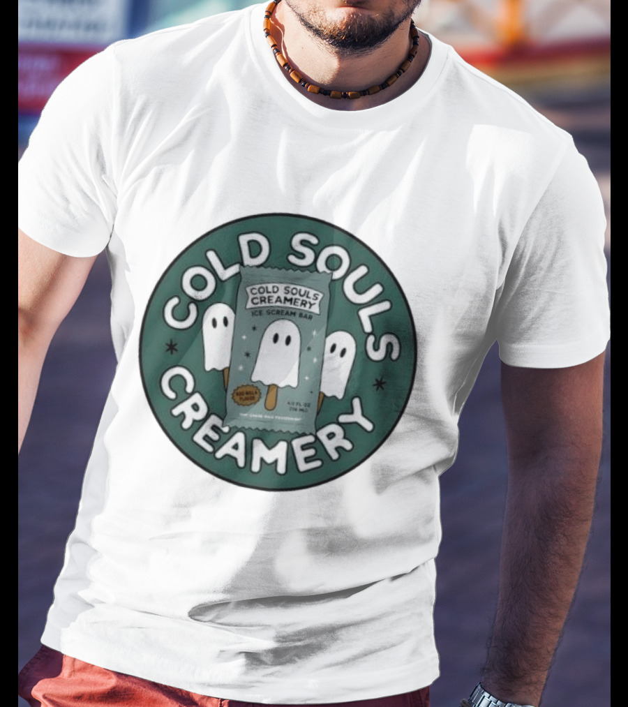 Cold Souls Creamery Ice Scream Bar Boo Nilla Ghost Ice Cream T-Shirt