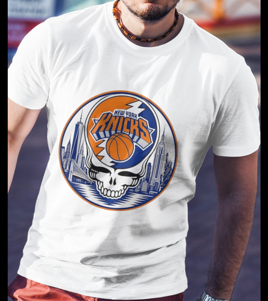 New York Knicks Grateful Dead Skyline Basketball T-Shirt