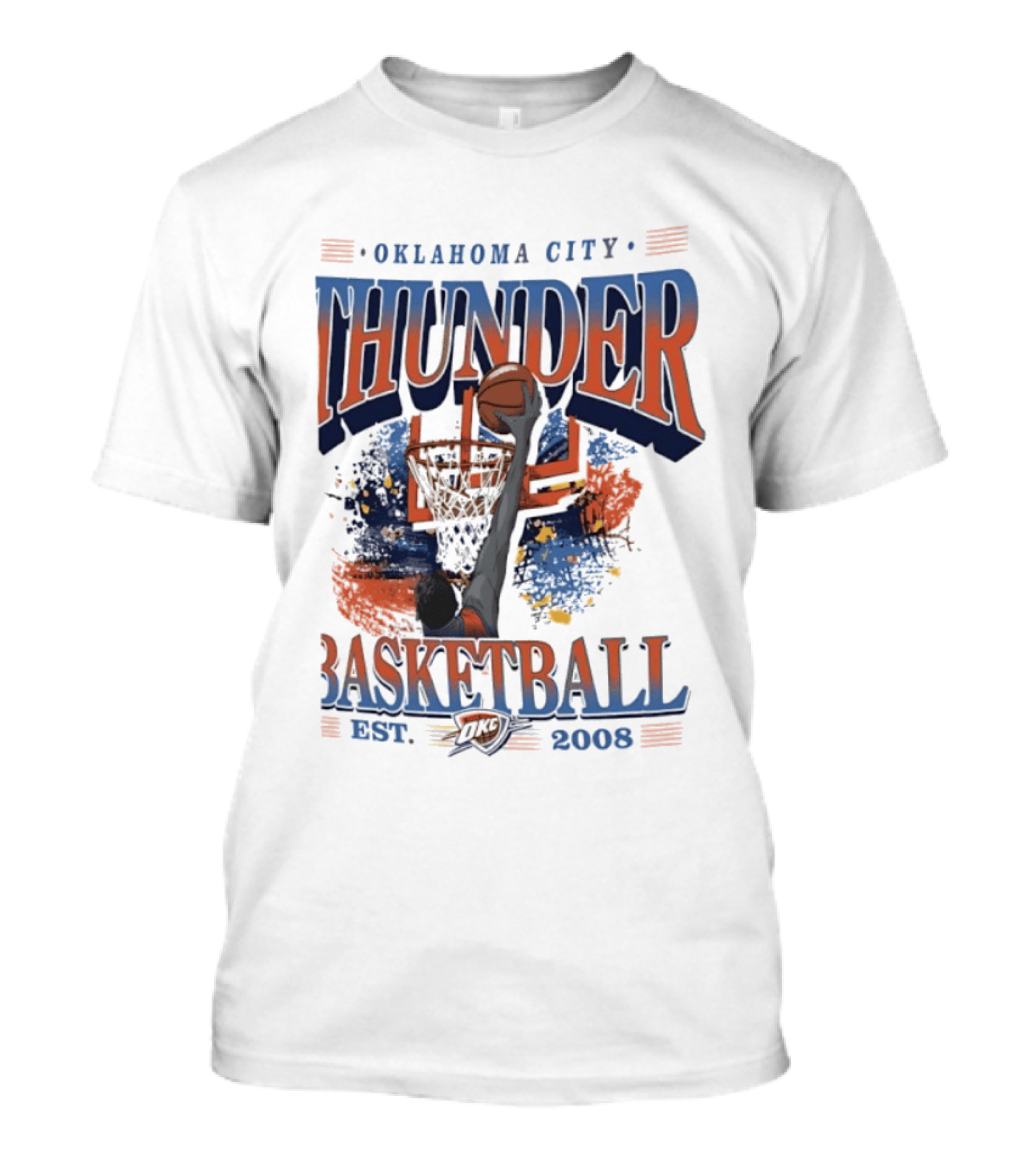 Oklahoma City Thunder Basketball Est 2008 OKC Slam Dunk Hoop T-Shirt