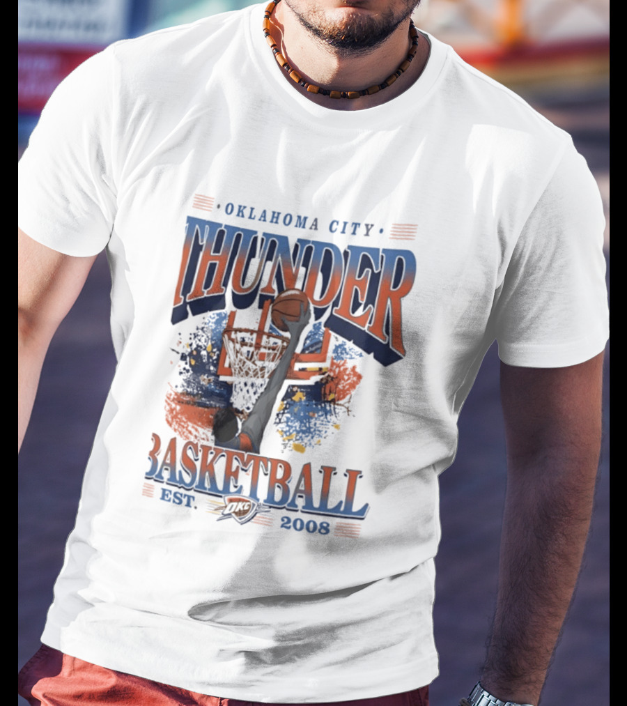Oklahoma City Thunder Basketball Est 2008 OKC Slam Dunk Hoop T-Shirt
