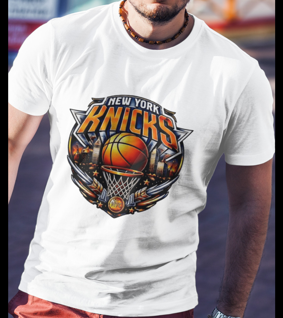 New York Knicks Basketball NYC Skyline Hoops T-Shirt