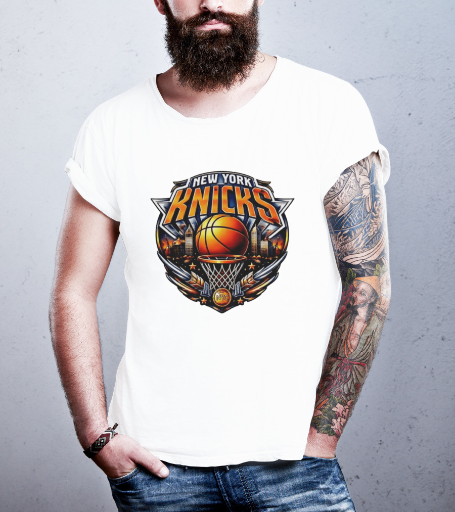 New York Knicks Basketball NYC Skyline Hoops T-Shirt