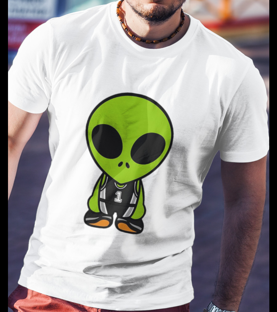 Alien Victor Wembanyama Cartoon Basketball Number 1 T-Shirt