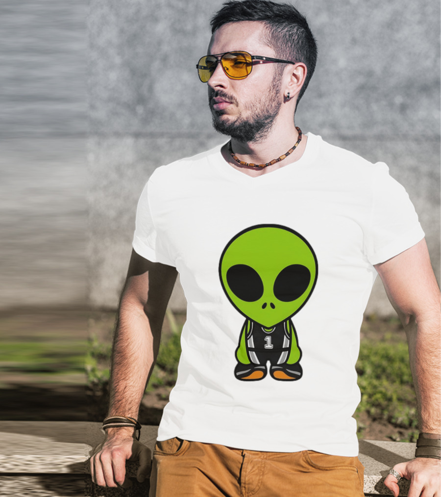 Alien Victor Wembanyama Cartoon Basketball Number 1 T-Shirt