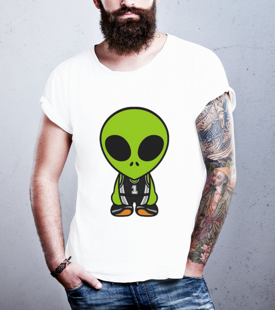 Alien Victor Wembanyama Cartoon Basketball Number 1 T-Shirt