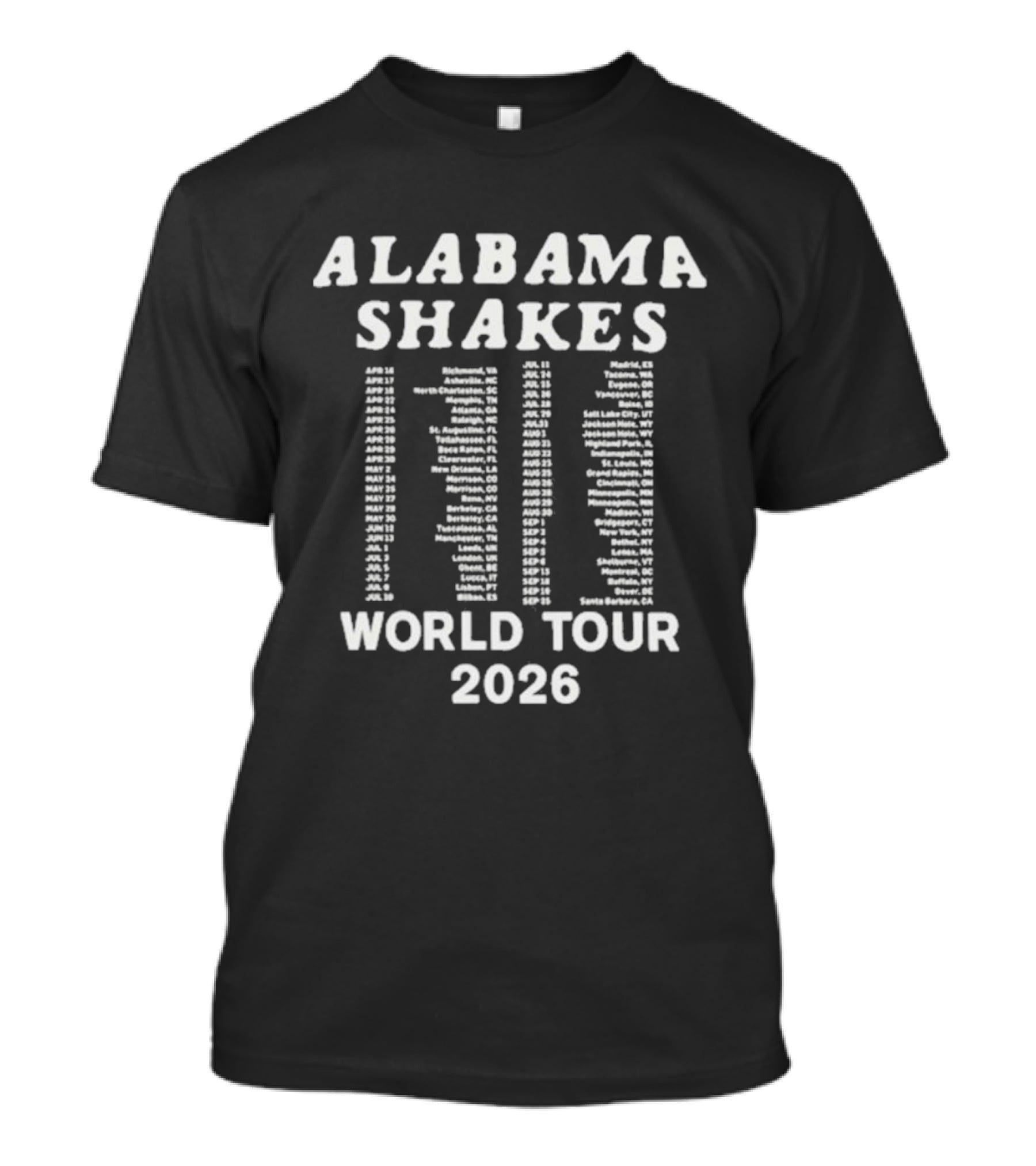 Alabama Shakes 2026 World Tour Dates And Cities T-Shirt