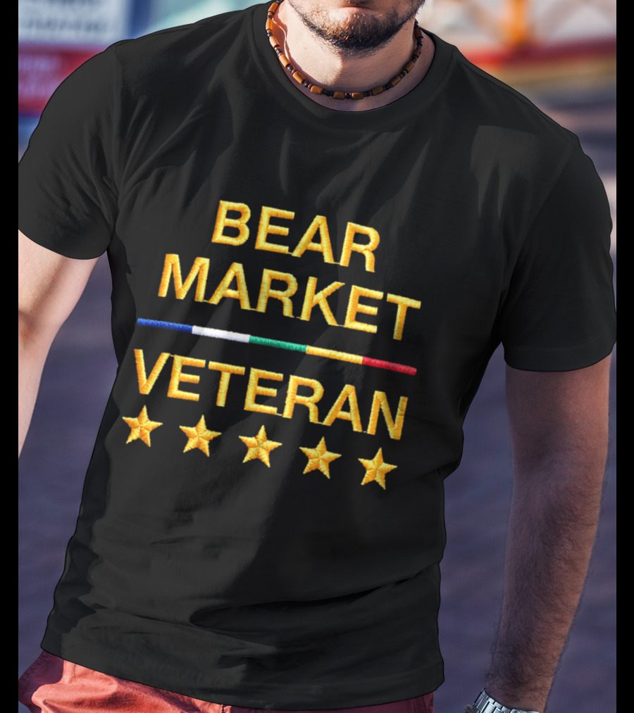 Bear Market Veteran Embroidered Text And Stars T-Shirt