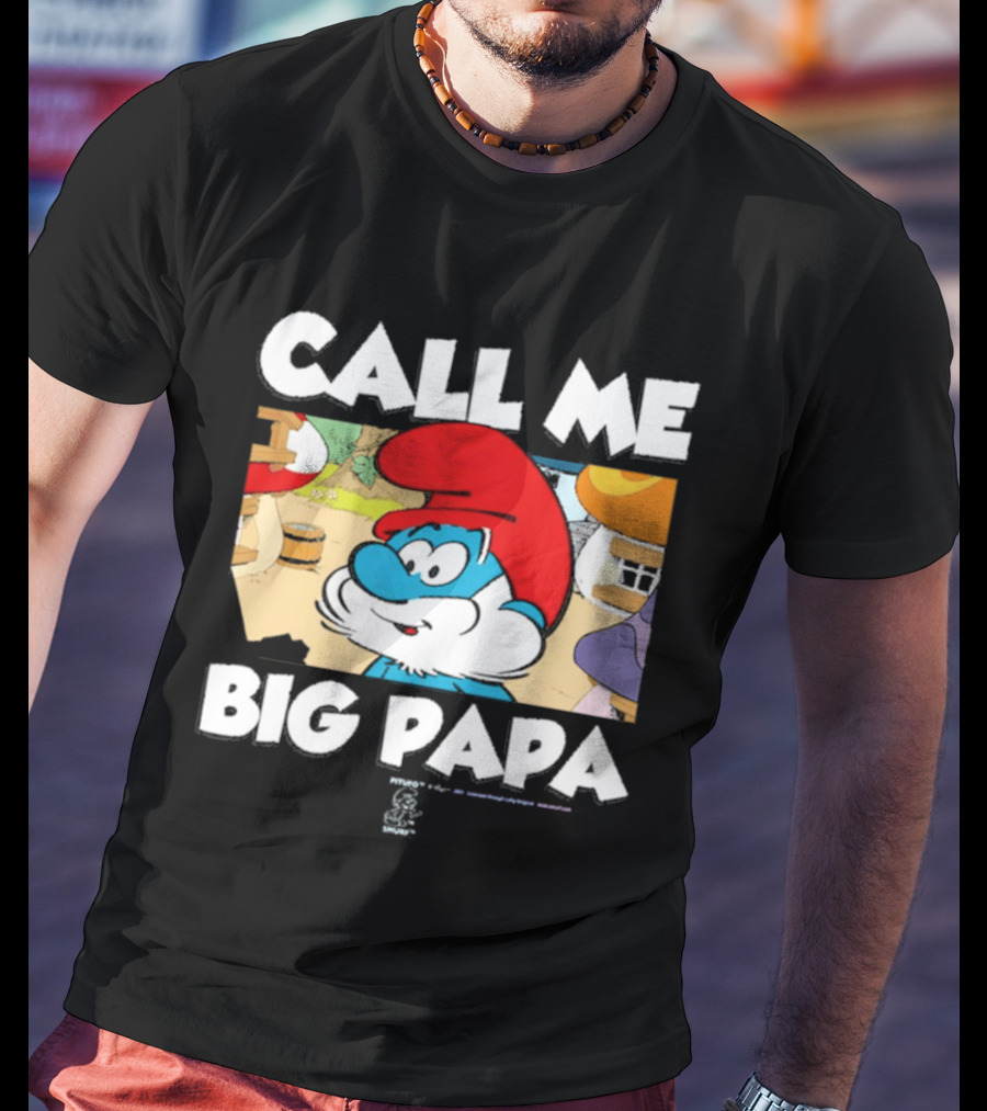 Call Me Big Papa Smurf Iconic Cartoon Character Scene T-Shirt