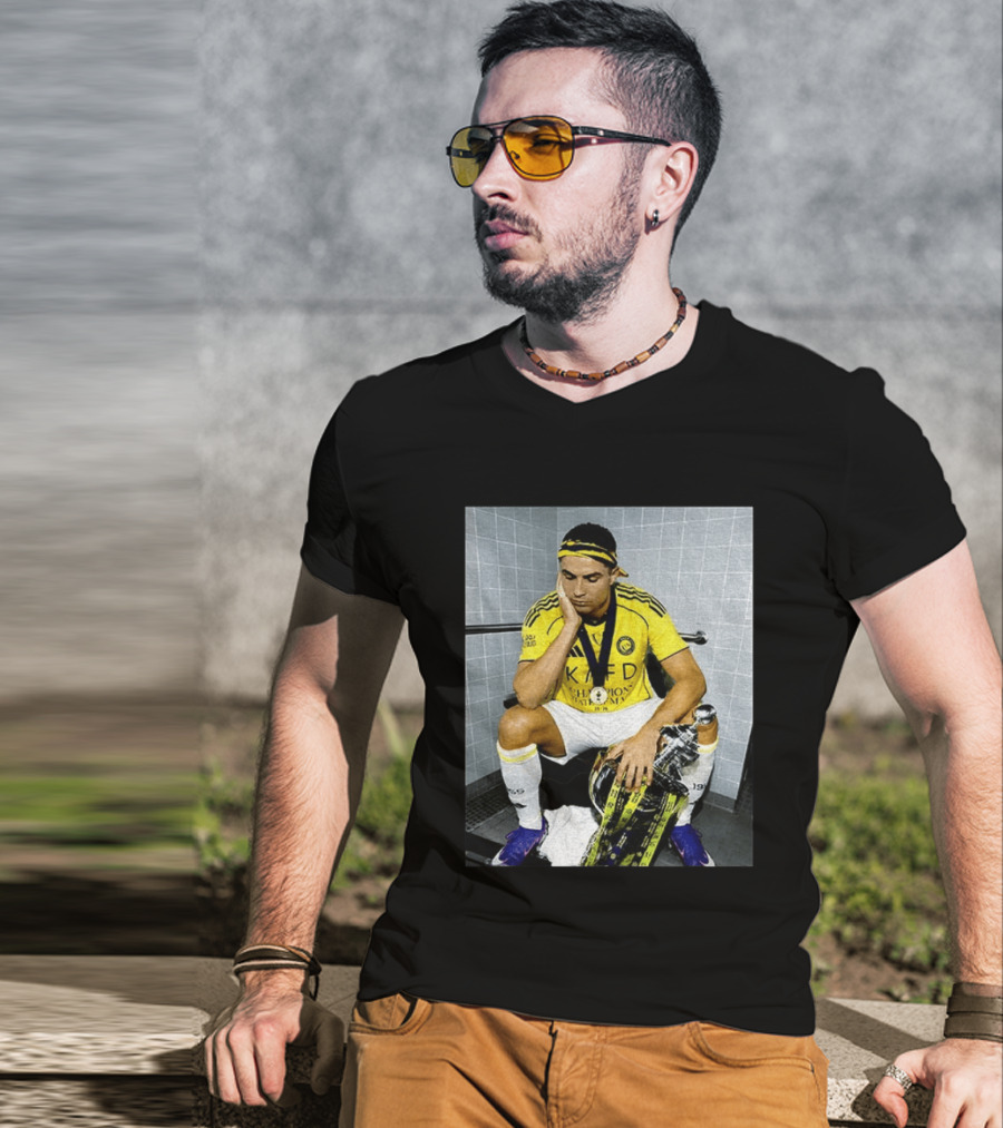Cristiano Ronaldo Al Nassr FC Saudi Pro League Champion KAFD Yellow Jersey T-Shirt