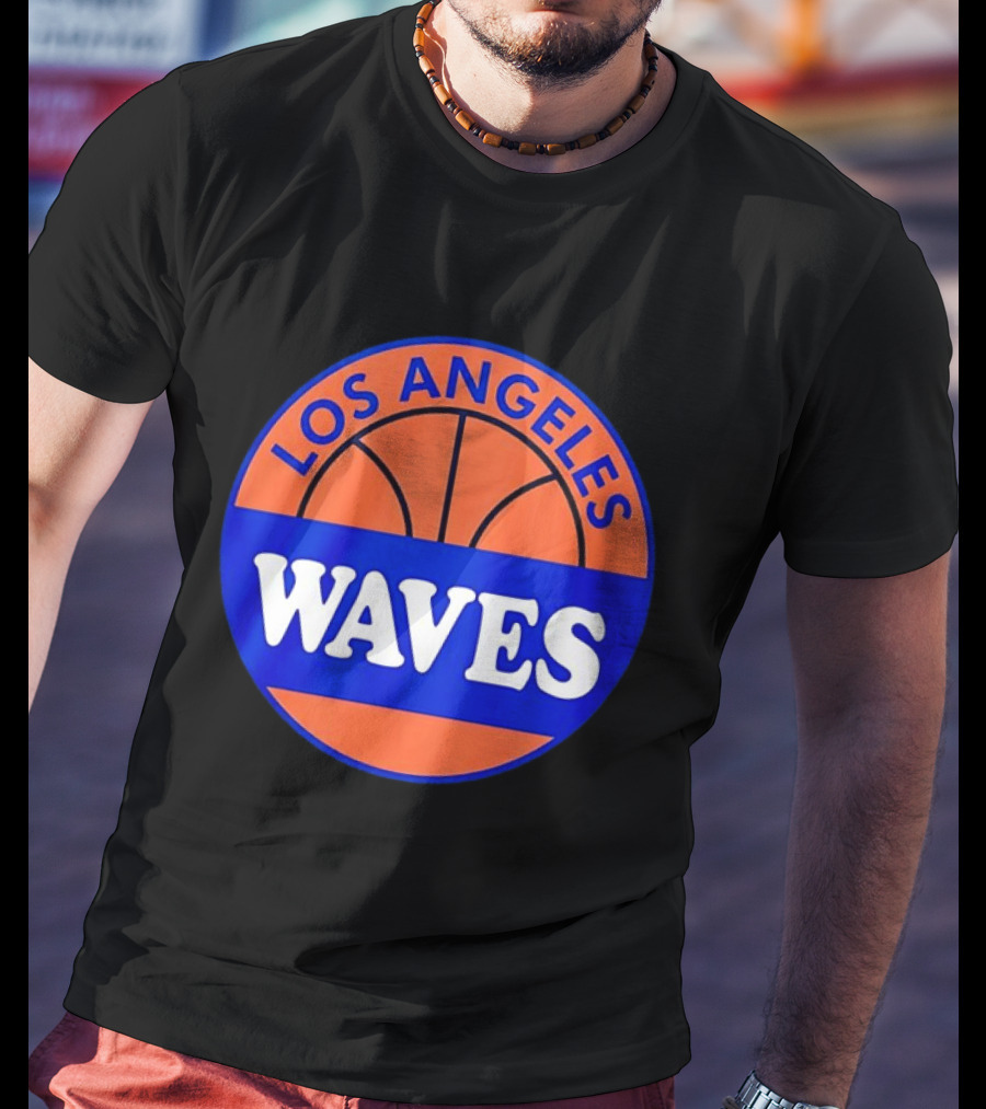 Los Angeles Waves Basketball Theme Circle T-Shirt