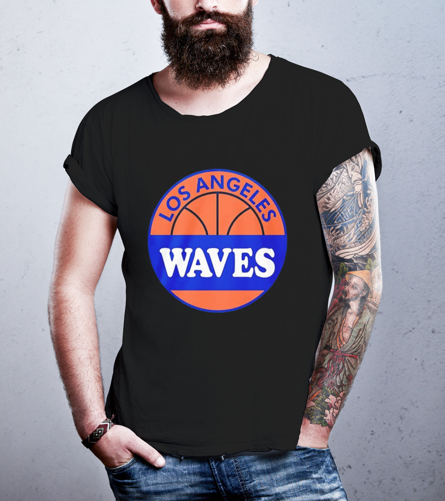 Los Angeles Waves Basketball Theme Circle T-Shirt